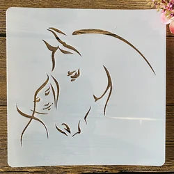 20*20cm Princess Girl and Horse DIY Layering Stencils Wall Painting Scrapbook Coloring Embossing Album Decorative Template