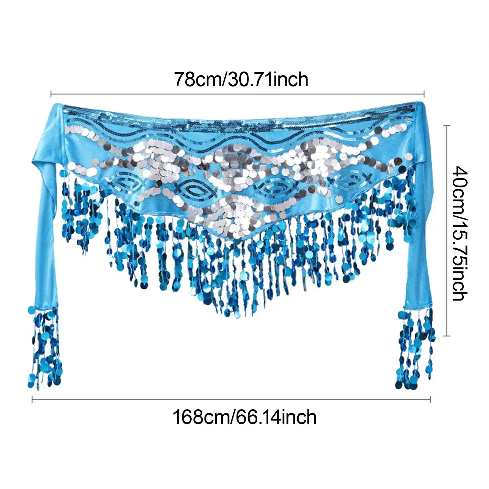Belly Dance Hip Scarf Costume Belt Shiny Dancewear Sequin Tassel Skirt Waist Chain Bellydancing Hip Belt for Tango Nightclub