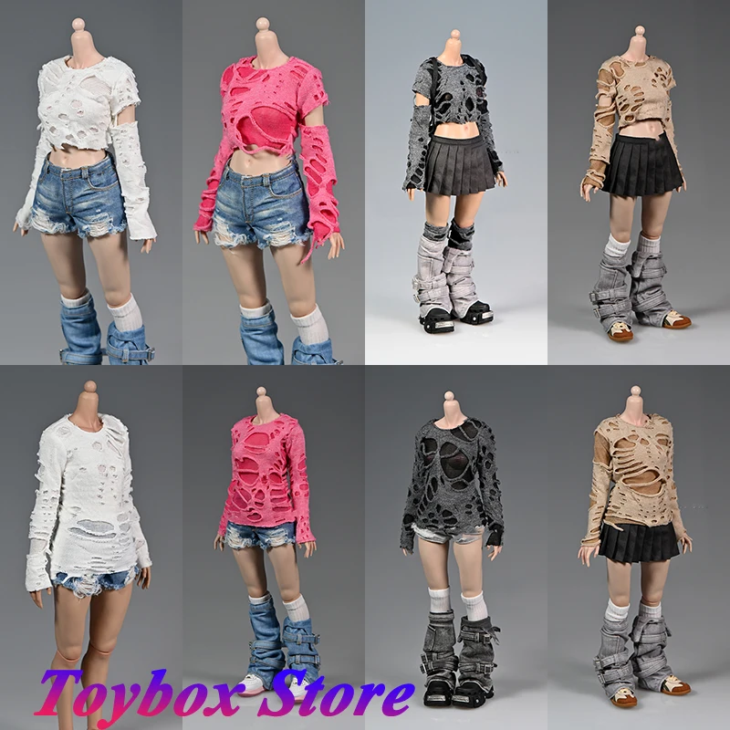 

Женская футболка в готическом стиле, мини-свитшот с дырками и надписью 12 дюймов, аксессуар для тела, 1/6