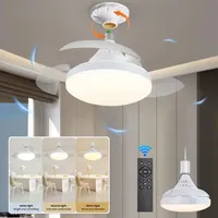 Socket Small Ceiling Fan Multifunctional Ceiling Light 40cm Remote Control Silent Invisible Fan Blade Living Room Office Study