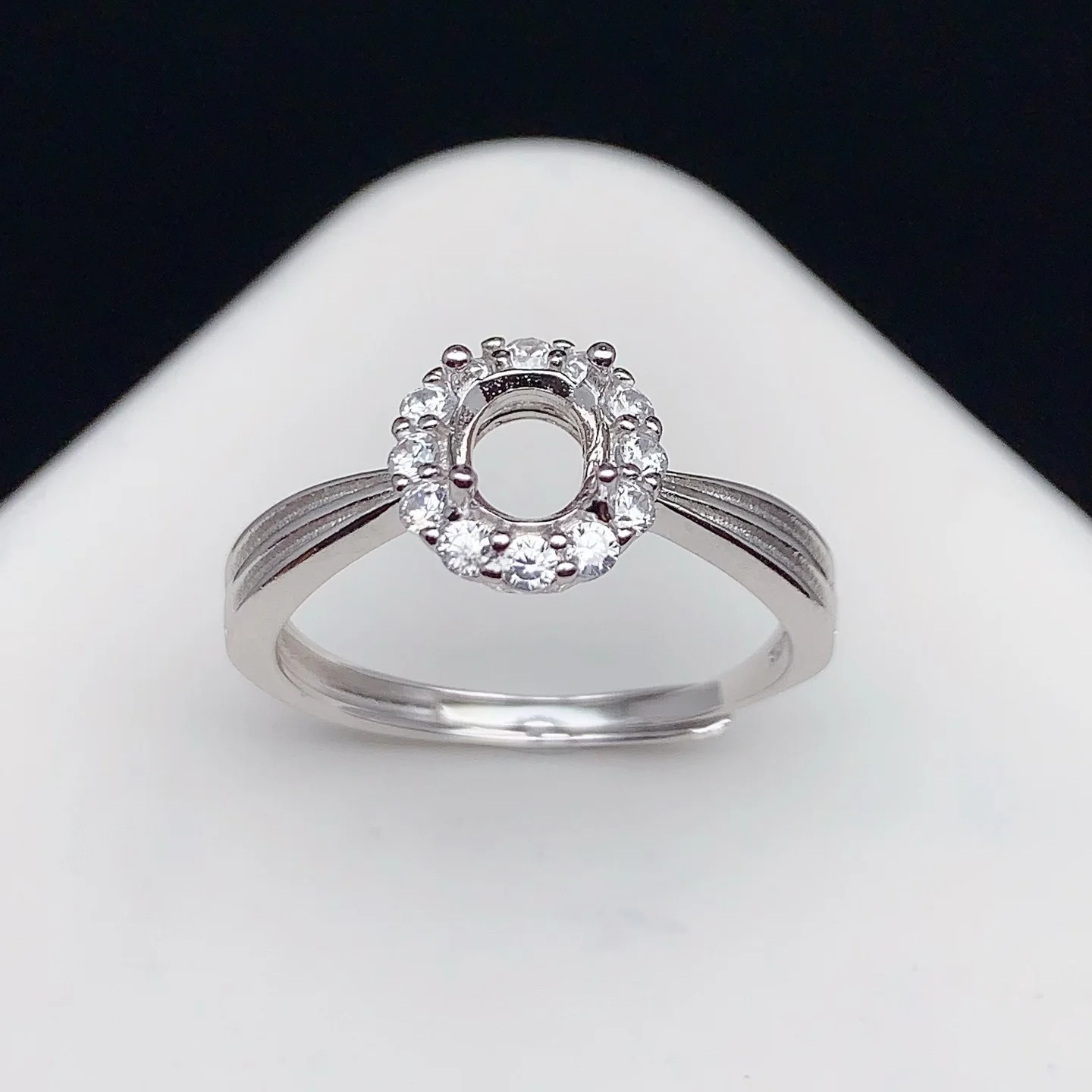 

MeiBaPJ Inlay Oval 5*6mm Stone Womans Open Ring Setting DIY Gift S925 Pure Silver Fashion Original Fine Charm Jewelry Wholesaler