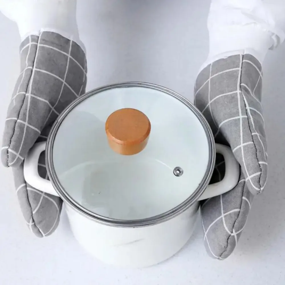 Heat Resistant Microwave Oven Glove Non-slip Cotton Insulated Baking Gloves Pot Holder Mitts Kitchen Cooking Baking Tools