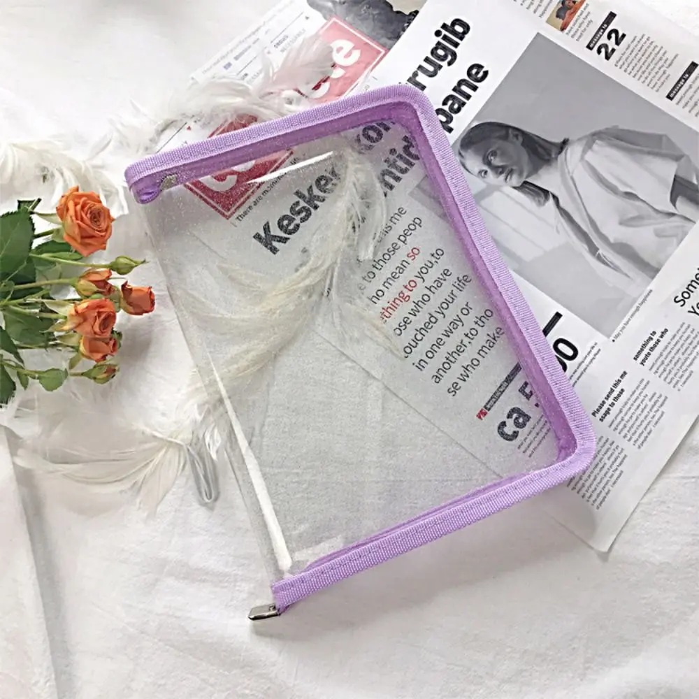 

New A5 Zip Pocket Bag Transparent PVC File Folder Storage Bag Desk Organizer Office Supply School Stationery