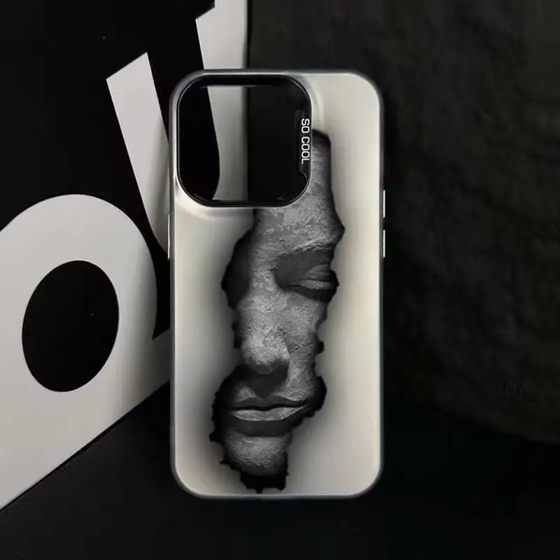 

Художественный чехол для телефона с половиной лица для iPhone 16, 15, 14, 13, 12, 11, Pro/Max/Plus, противоударный задний чехол с защитой от отпечатков пальцев
