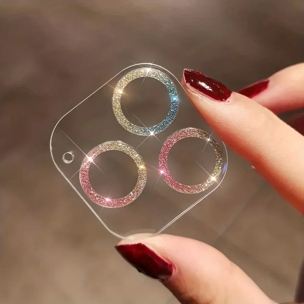 واقي عدسة الكاميرا اللامع لهاتف آيفون 15 16 برو ماكس - مقاوم للخدش، هدية أنيقة للمناسبات الخاصة