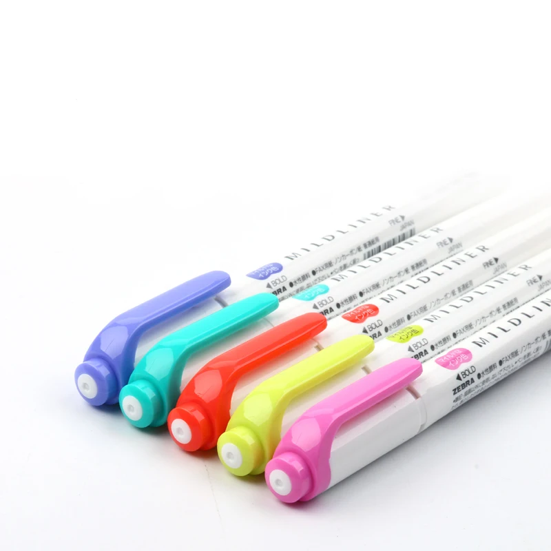 Zebra-قلم حبر جاف فلورسنت ياباني wkt7 ، قلم تحديد لطيف برأسين ، قلم تحديد ملون ، أدوات مدرسية kawaii