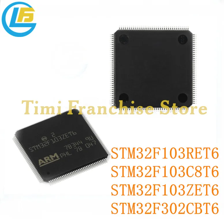 2PCS 100% New Original STM32F103RET6 STM32F103C8T6  STM32F103ZET6 STM32F302CBT6 LQFP ARM Microcontroller STM32F IC Chipset