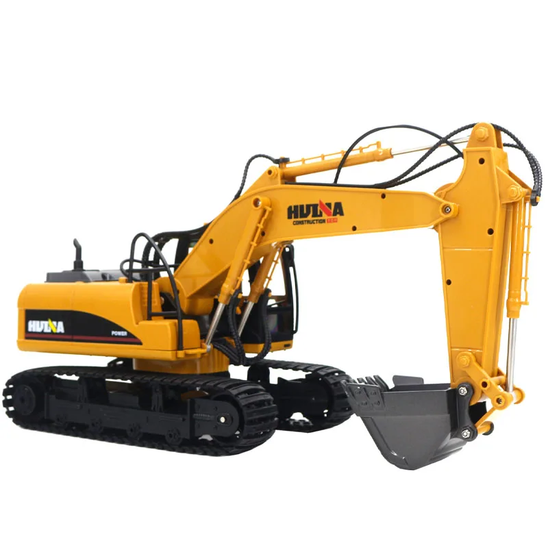 Huina 1535-1 2.4g1:14 15ch Alloy Remote-controlled Excavator Engineering Vehicle Remote-controlled Toy With Grab Drill Bit