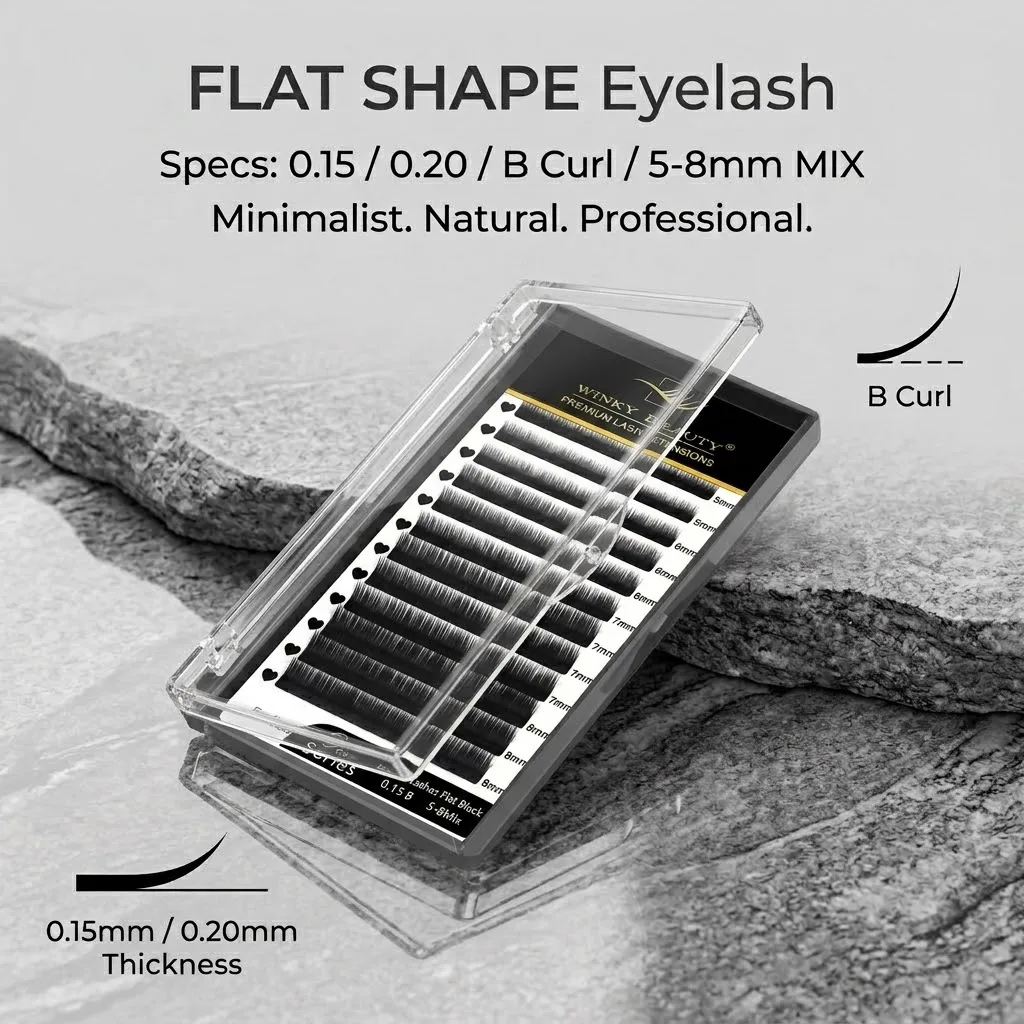 Winky Beauty Matte Black Flat Shape Bottom Lash Fluffy Split Tips Faux Mink Soft Individual B Curl 0.15mm Lower MIX Volume