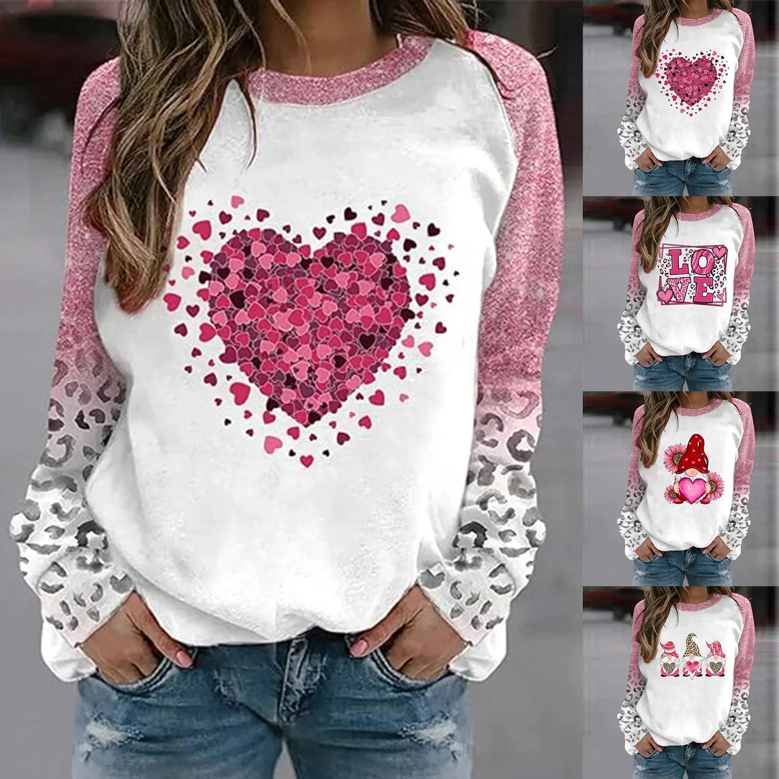 

Sweats Women Coats Love Hoodies Valentine's Day Sudaderas Womens Clothing Heart Print Sweatshirt Women Fashion Hoodie Oversized