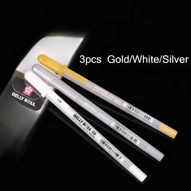Sakura Japan 3pcs set Gelly Roll Classic Highlight Pen Gel Ink Pens Bright White Pen Highlight Sketch Markers Color Highlighting
