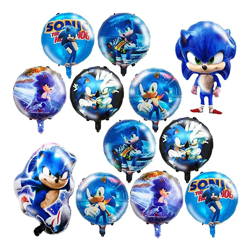 12 stücke Sonic Cartoon Ballon blau Igel Action Figur Charakter Ballon Sonic Kid Cartoon Spiel Thema Party Spielzeug Kinder Geschenk