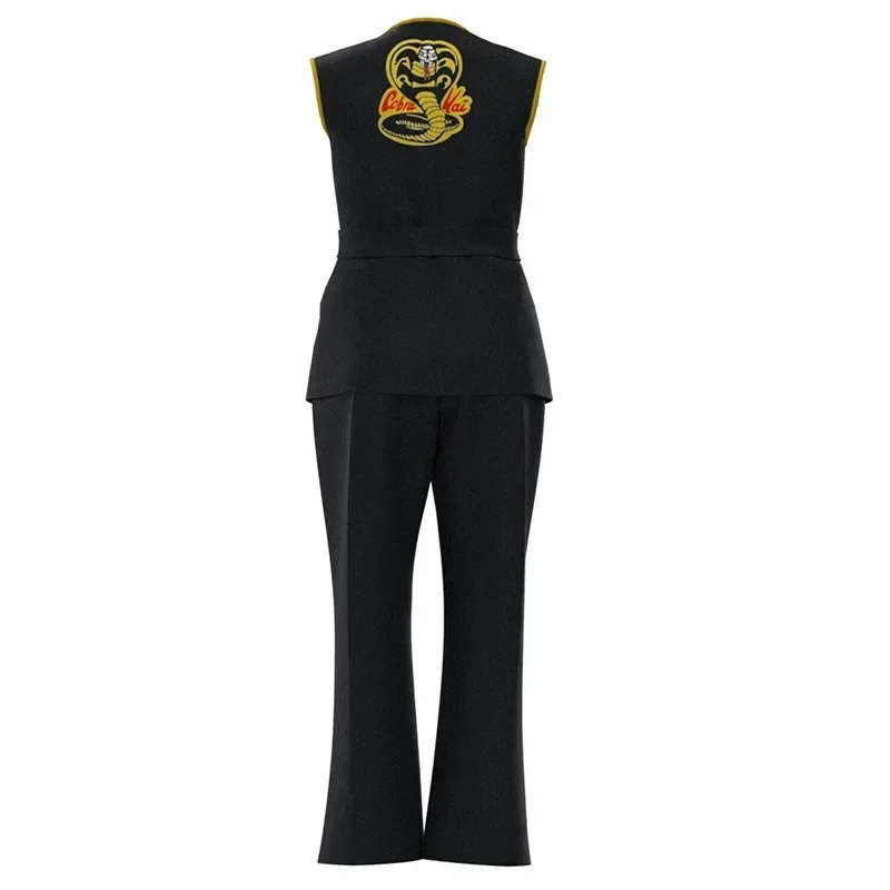 Karate Kids KOF Cobra Kai Cosplay Costume Adult Black Kimono Uniform Headband Anime Cos Halloween Party Suit Tracksuit view 4