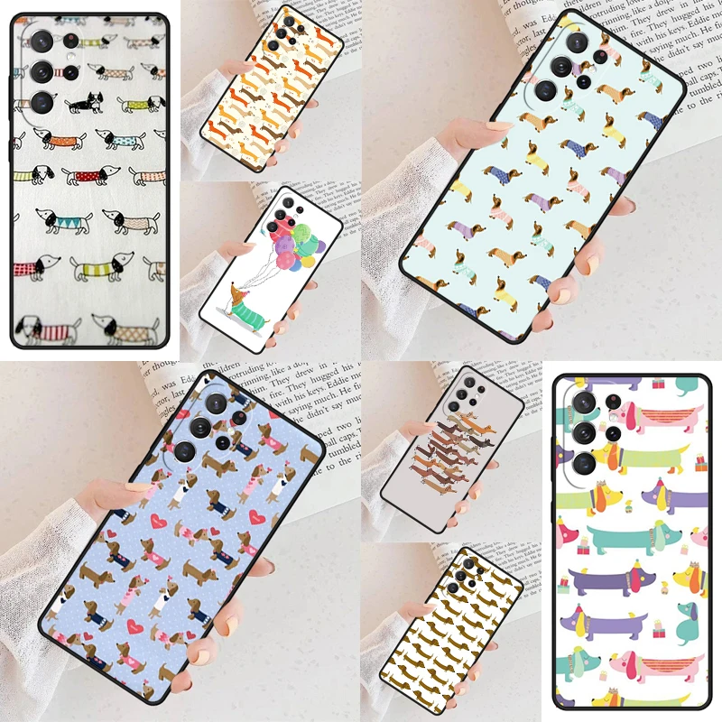 Cartoon Dachshund Sausage Dog Cell Phone Case for Samsung Galaxy S26 Ultra S25 S24 S23 S22 S21 S20 Note10 Cover
