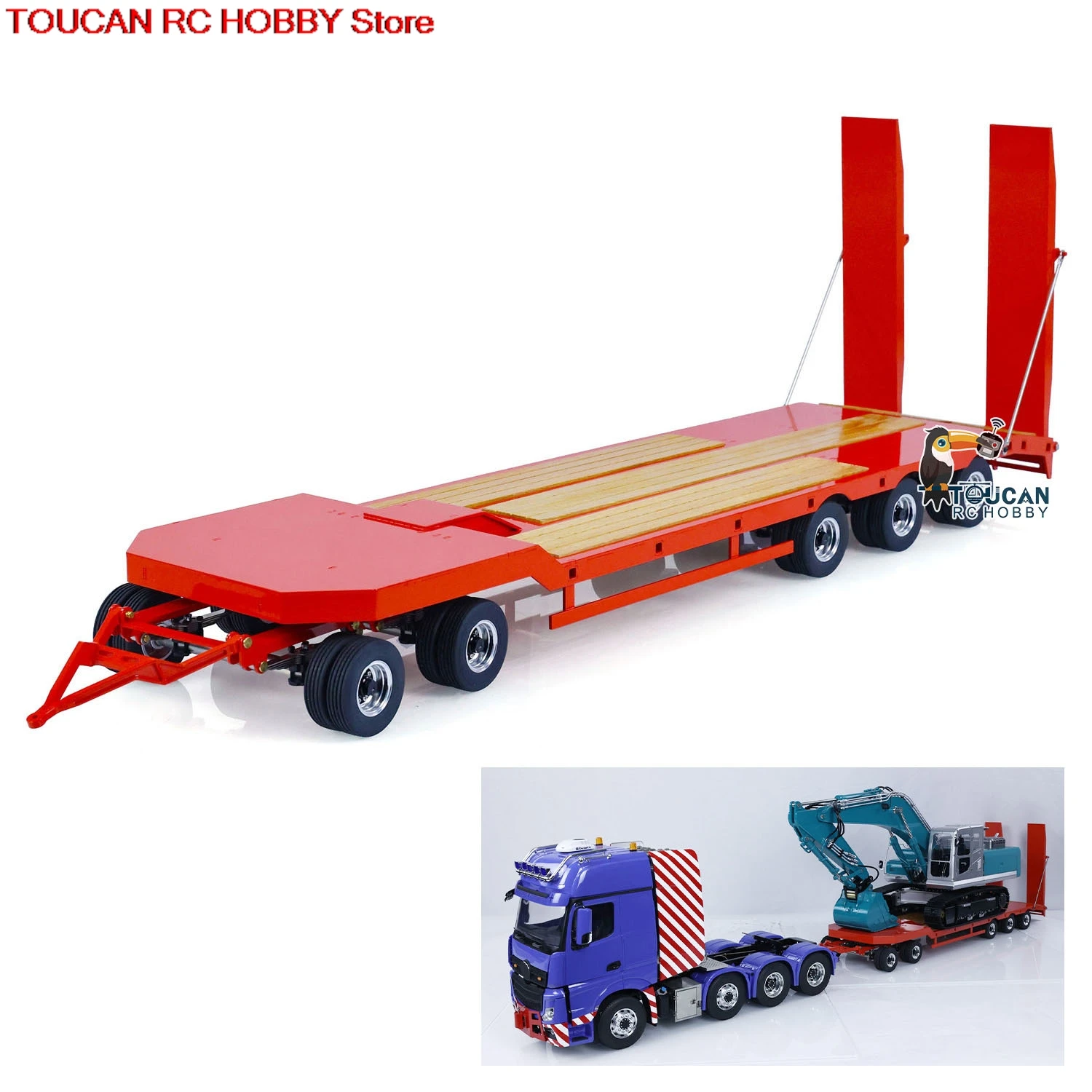 1/14 LESU Metalen Flatbed Trailer Geschilderd Model voor RC Hydraulische Dumper Truck Kipper Auto Onderdelen RC Speelgoed TOUCAN HOBBY THZH1774