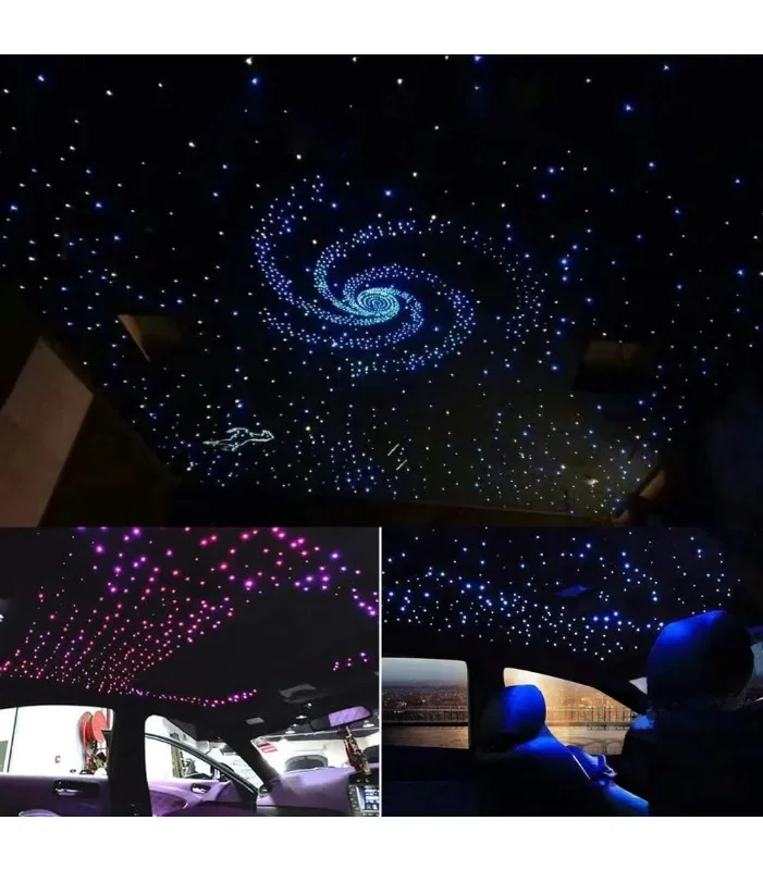 أضواء الألياف الضوئية المزدوجة الرأس، RGBW Twinkle+APP+ مجموعة إضاءة السقف على شكل وضع الموسيقى، 710 قطع 4 م/13.1 قدم اختيار مختلط