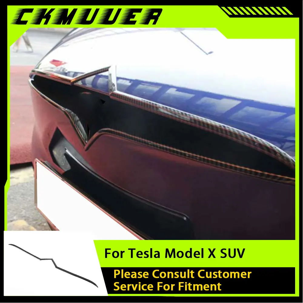 

Carbon Fiber Fit For Tesla Model X SUV 2020 Car Decoration Front Middle Net Lower Trim Strip ABS Carbon Look Cover Hood Trim