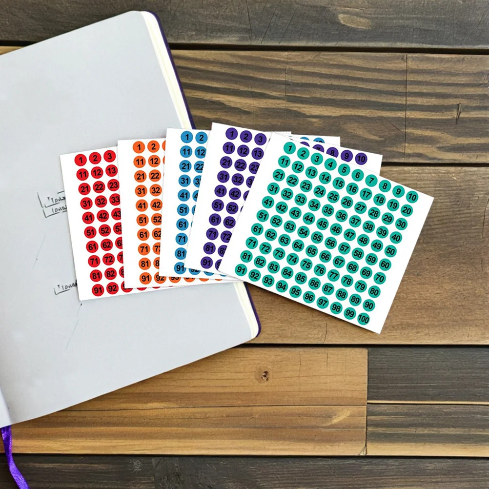 2500 قطعة من ملصقات الأرقام الملونة 1-100 ملصقات دائرية قابلة للتقشير واللصق لوضع العلامات على تصنيف فعال في مكاتب الفصول الدراسية #5