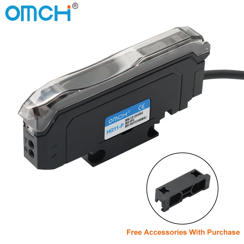 OMCH الألياف البصرية الاستشعار مكبر للصوت عالية الدقة 10-30 فولت تيار مستمر 3-سلك NPN PNP HG-11 شاشة ديجيتال البصرية الكهروضوئية التبديل