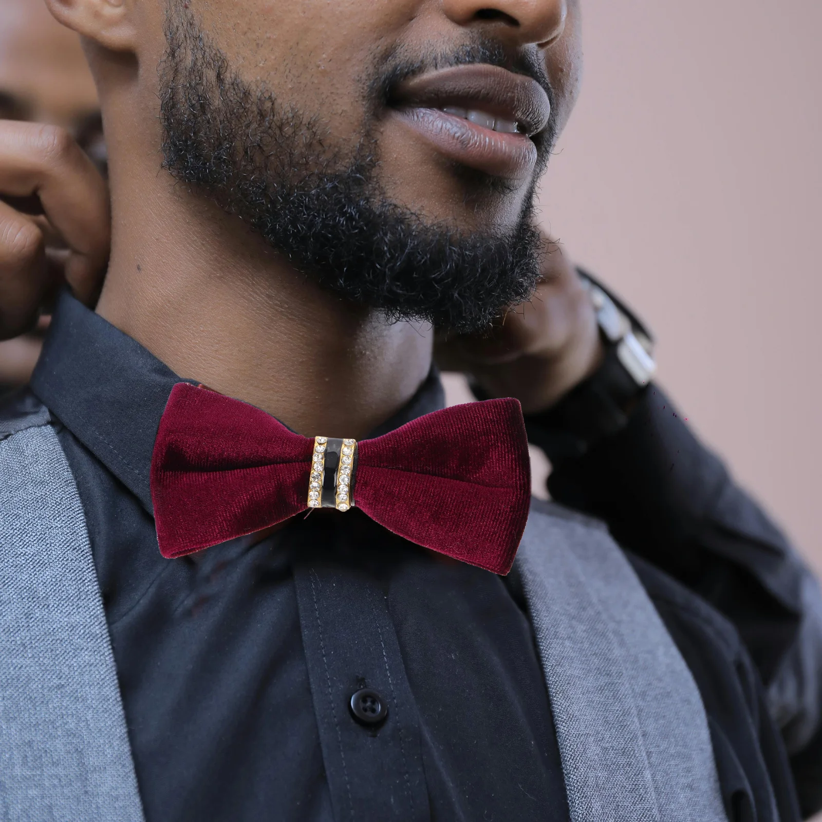 

Men Rhinestone Bowtie Soft Luxury Fabric Wedding Banquet Tuxedo Party Evening Formal Accessory Men Tuxedo Bow Tie