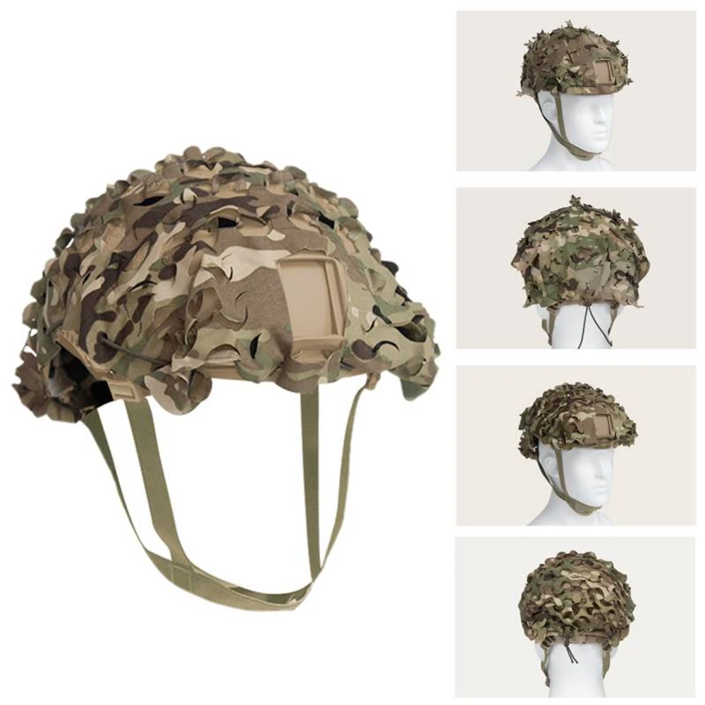 Juste de casque en maille pour airsoft, camouflage 3D, découpé au laser, en forme de cuir chevelu, pour paintball, parachutiste, chasse, accessoires