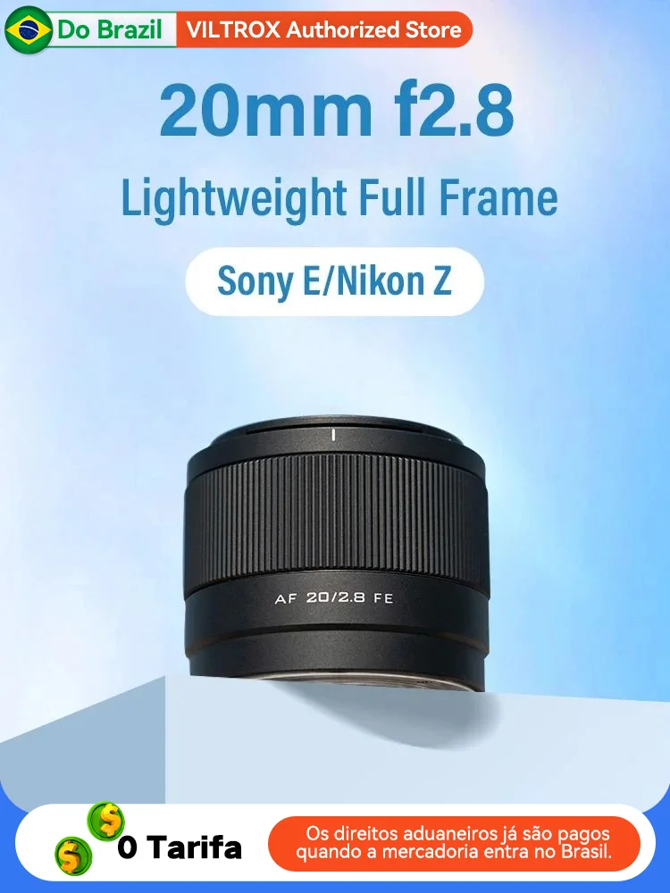 【Do Brasil】 Viltrox AF 20mm F2.8 Full Frame  Ultra Wide Angle Fisheye Lens for Sony E ZVE10 A7 A7II A7III Nikon Z Z30 Z50 20 2.8