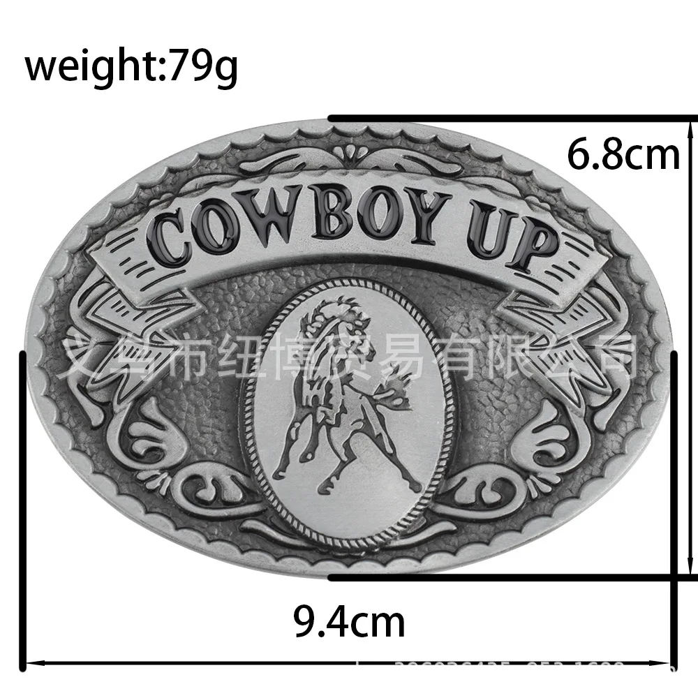 Mustang Pattern Man Belt Buckle Cowboy Up Letter