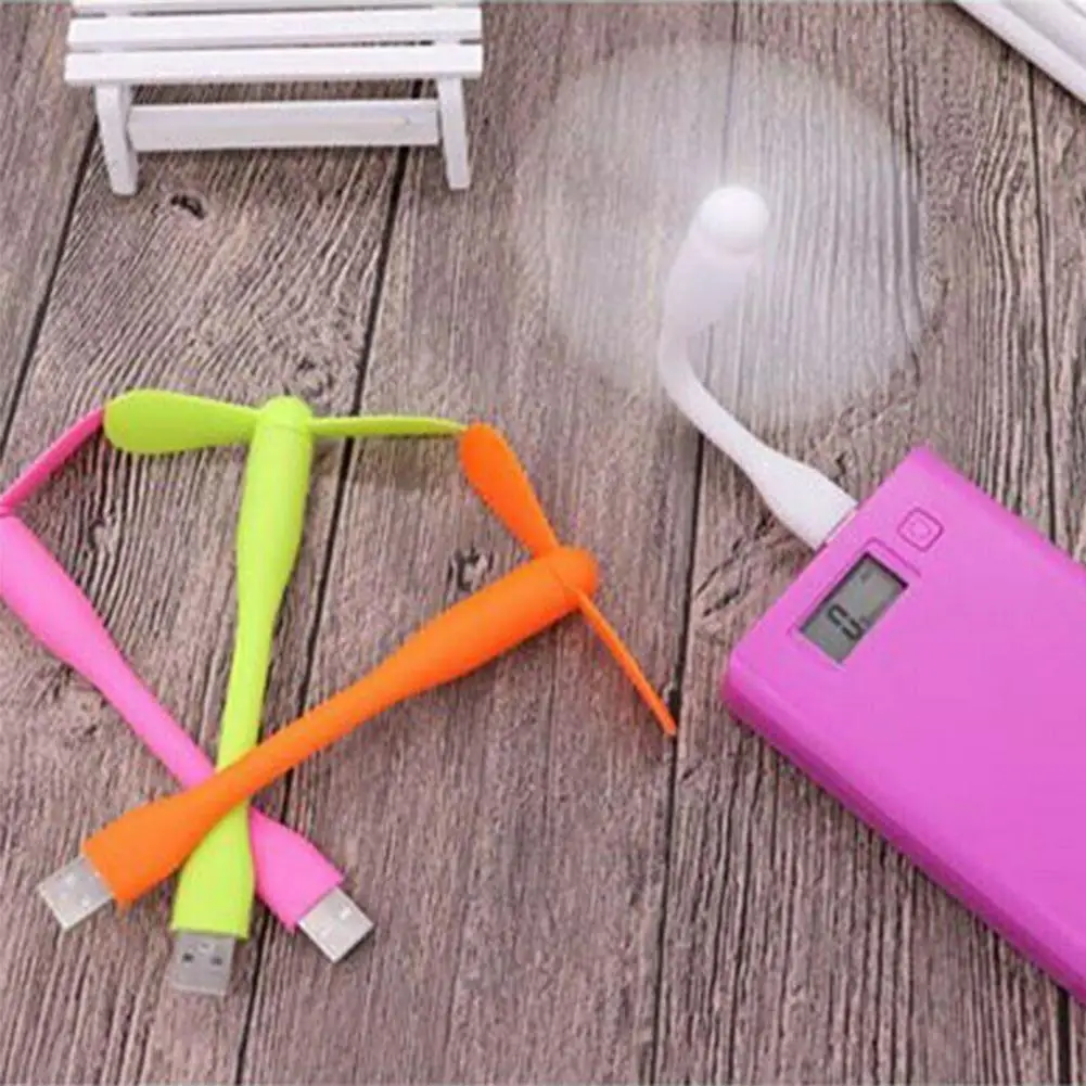 1PC Mini Flexible Bendable USB Fan for Power Bank Laptop PC AC Charger Portable Hand Fan Computer Summer Travel Cooler Gadget