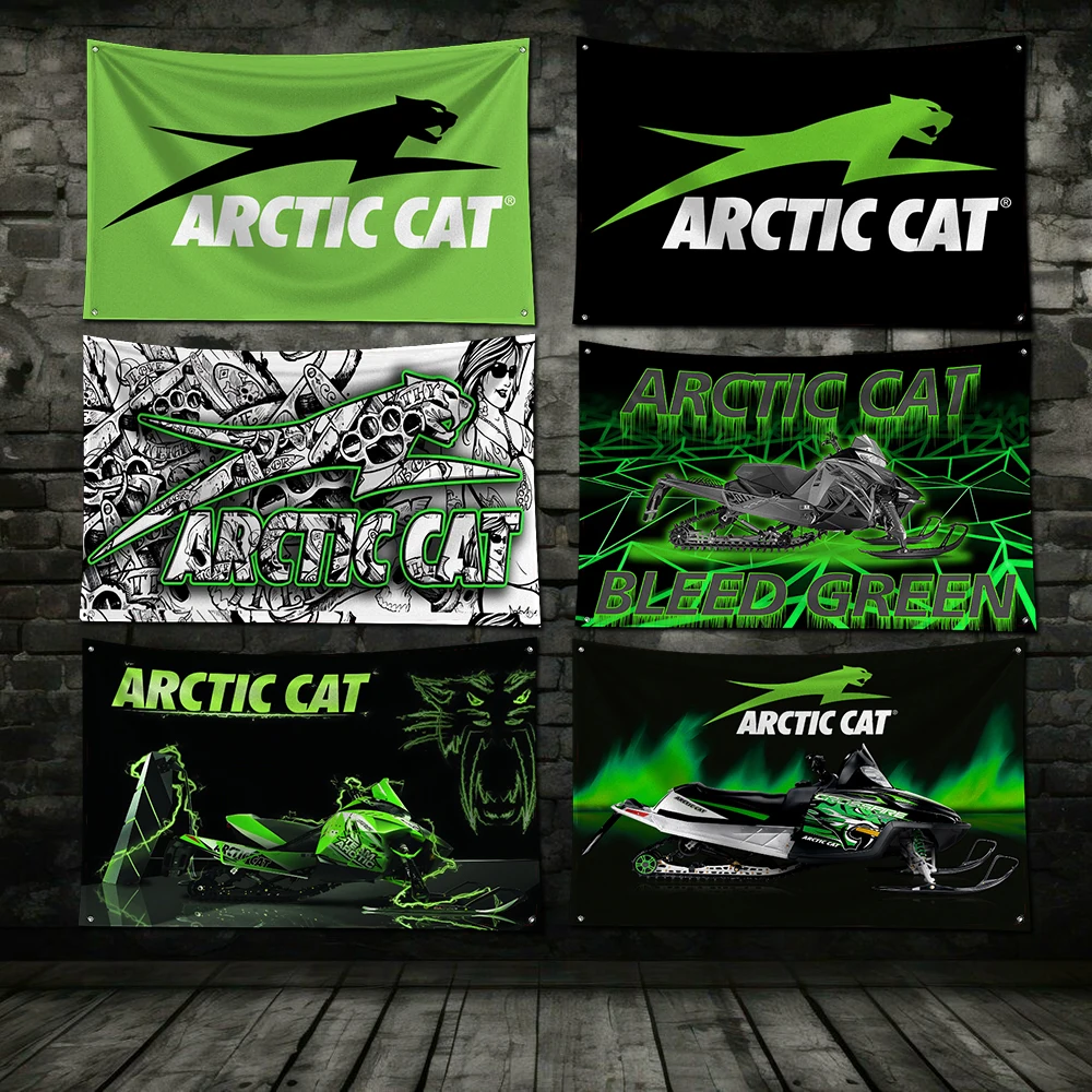 3x5 Ft Arctics Cat Flag Polyester Digital Printing Banner for Garage Wall Art Out Door Decoration With Brass Grommets