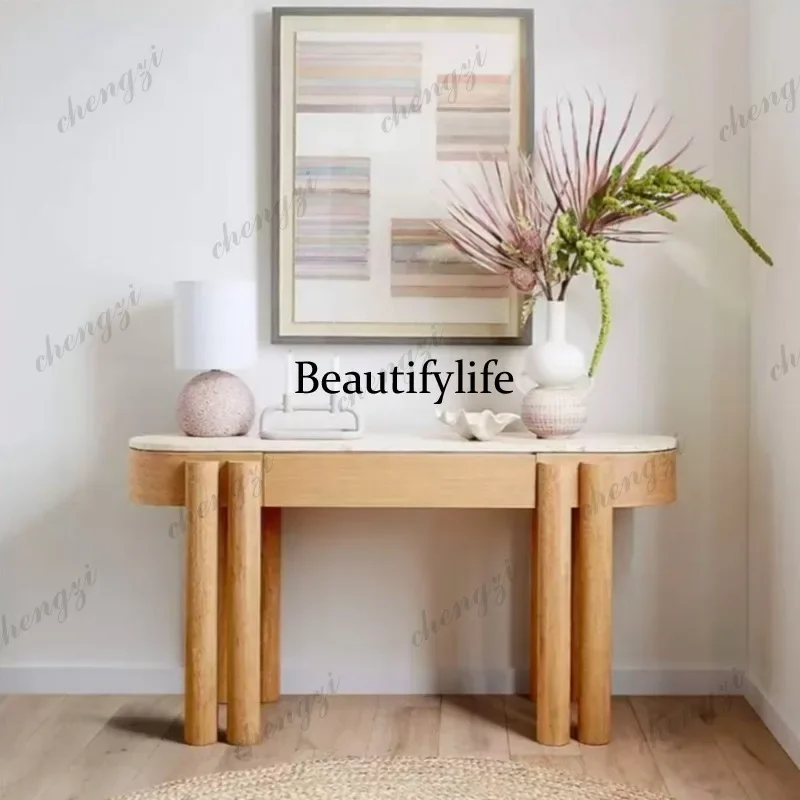 9344 Medieval solid wood entrance table decorative cabinet living room wall view table decorative table