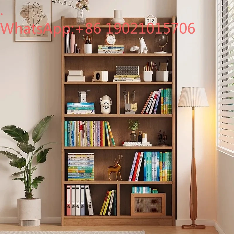 Hxl solid wood bookshelf - all-in-one wall-mounted storage floor bookcase