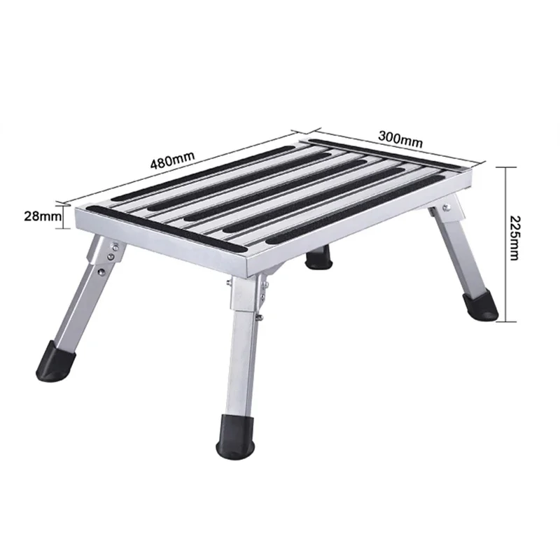 RV Aluminum Alloy Folding Stool Load 150kg Towing SUV Bed Car Business Vehicle Portable Stepping Foot Stool Foldable RV Parts