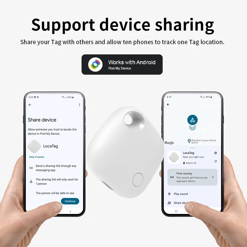 جهاز تعقب GPS بلوتوث قابل لإعادة الشحن يعمل مع Android Google Find Hub Key Finder Pet Locator العلامة الذكية لهواتف Xiaomi Samsung