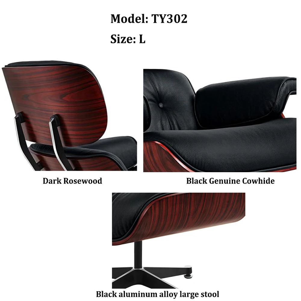 Fauteuil inclinable classique en cuir de vachette pleine fleur avec ottoman offert, fauteuil pivotant de salon, mobilier de détente, ensemble haut de gamme pour le séjour