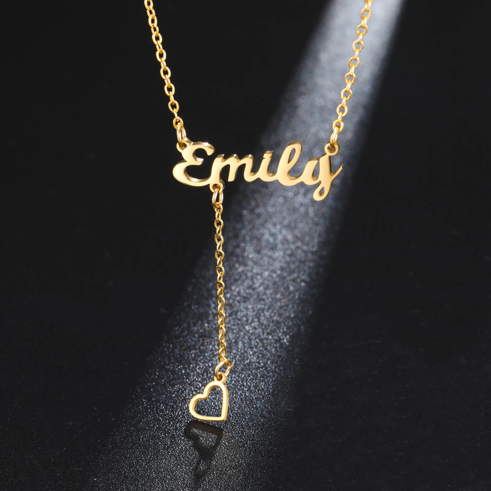 

Sipuris Personalized Custom Name Necklace With Love Heart Stainless Steel Golden Choker Customed Necklace Jewelry Gifts