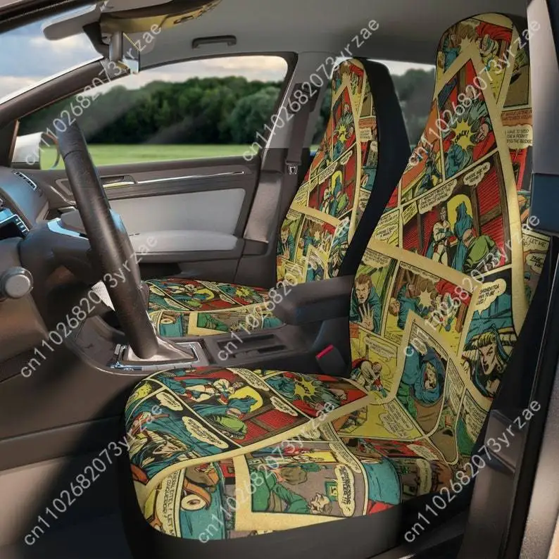 

Comic Book Pages Car Seat Covers Universal Environmentally Friendly Interior Decorations Comfortable Breathable Car Seat Covers