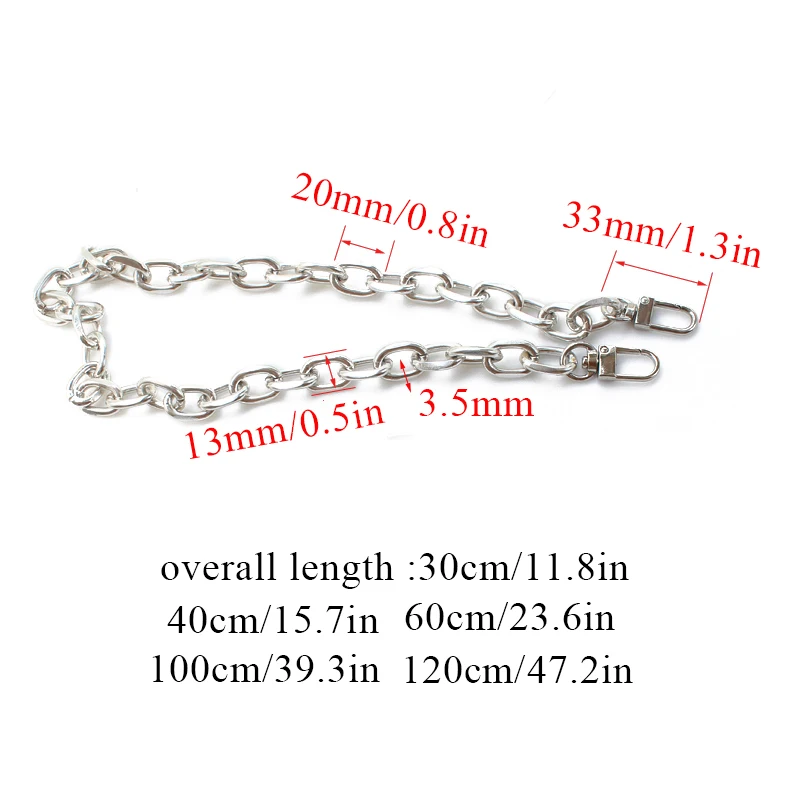 60/100/120cm Aluminum Bag Chain O Shape Chain Bag Belt Shoulder Handbag High Quality Replacement Purse Chains Bag Accessories