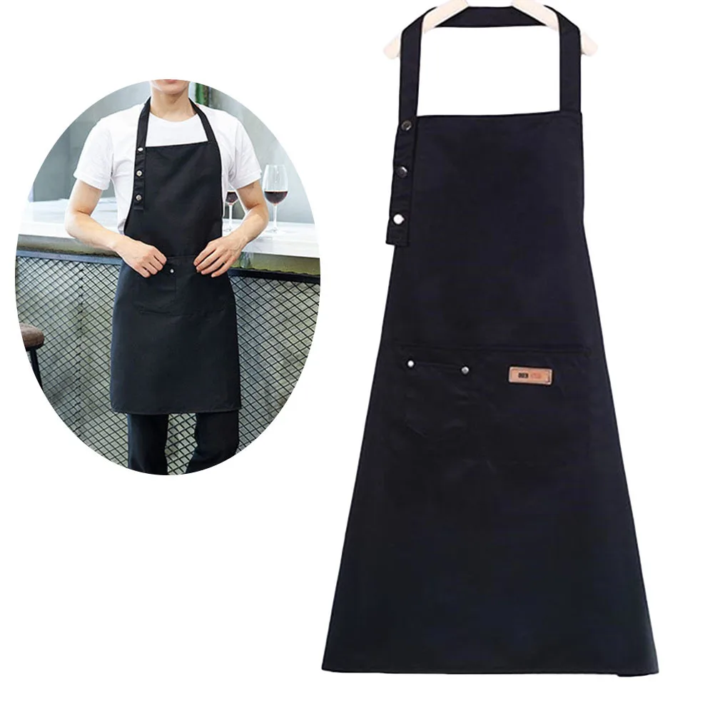 

Cotton Cooking Apron Waterproof Dustproof Solid Color Kitchen Bib Adjustable Hanging Neck Strap For Home Outdoor Camping