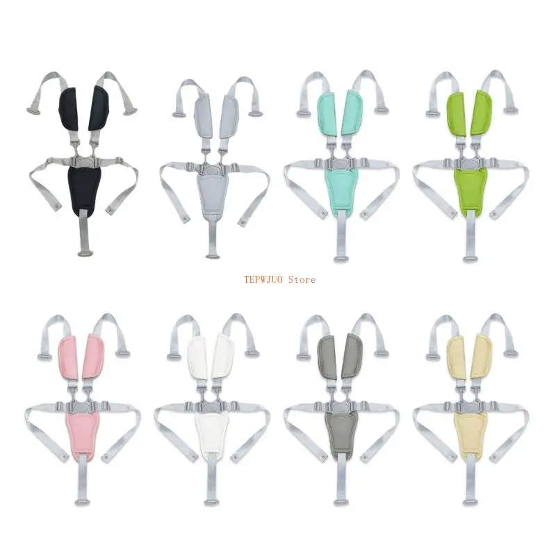 

U50F Universal 5 Point Infant Safety Belt Adjustable Length Highchair Strollers Harness Soft PU Crotch Support Nylon Straps