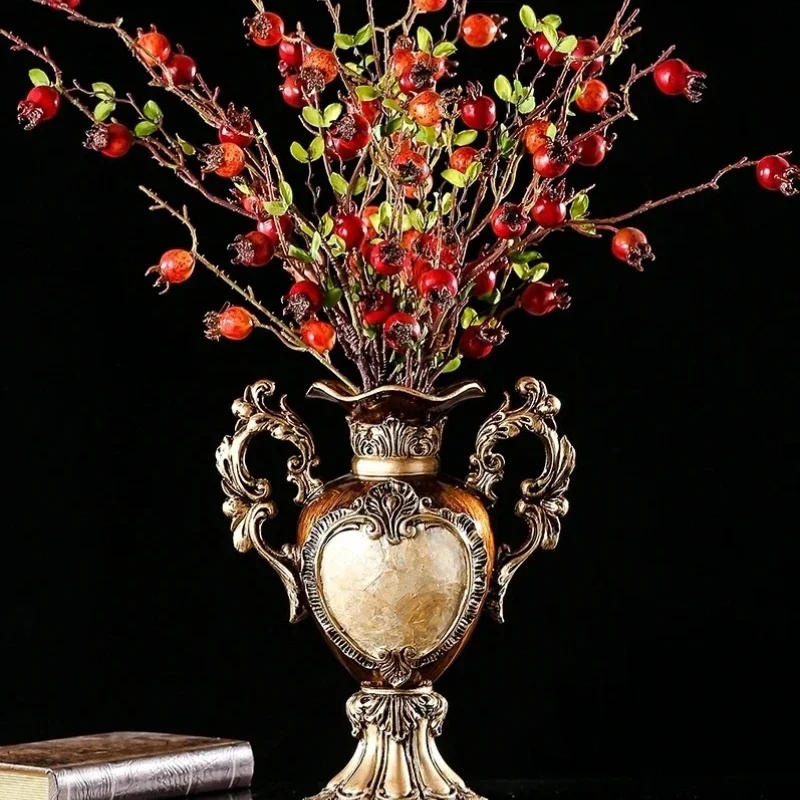 Luxury European Resin Vase Stereoscopic Dried Fowers Arrangement Wobble Plate Living Room Entrance Ornaments Home Decorations