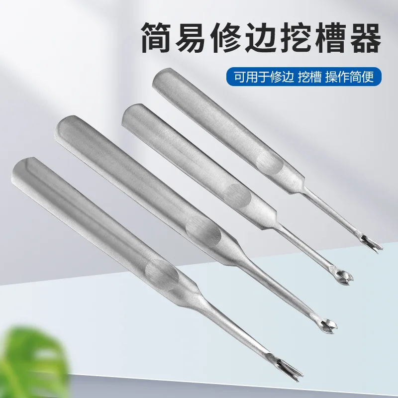 Stainless Steel Simple Trimmer V-Type U-Type Grooving Tool Dead Skin Remover Leather Craft Tool