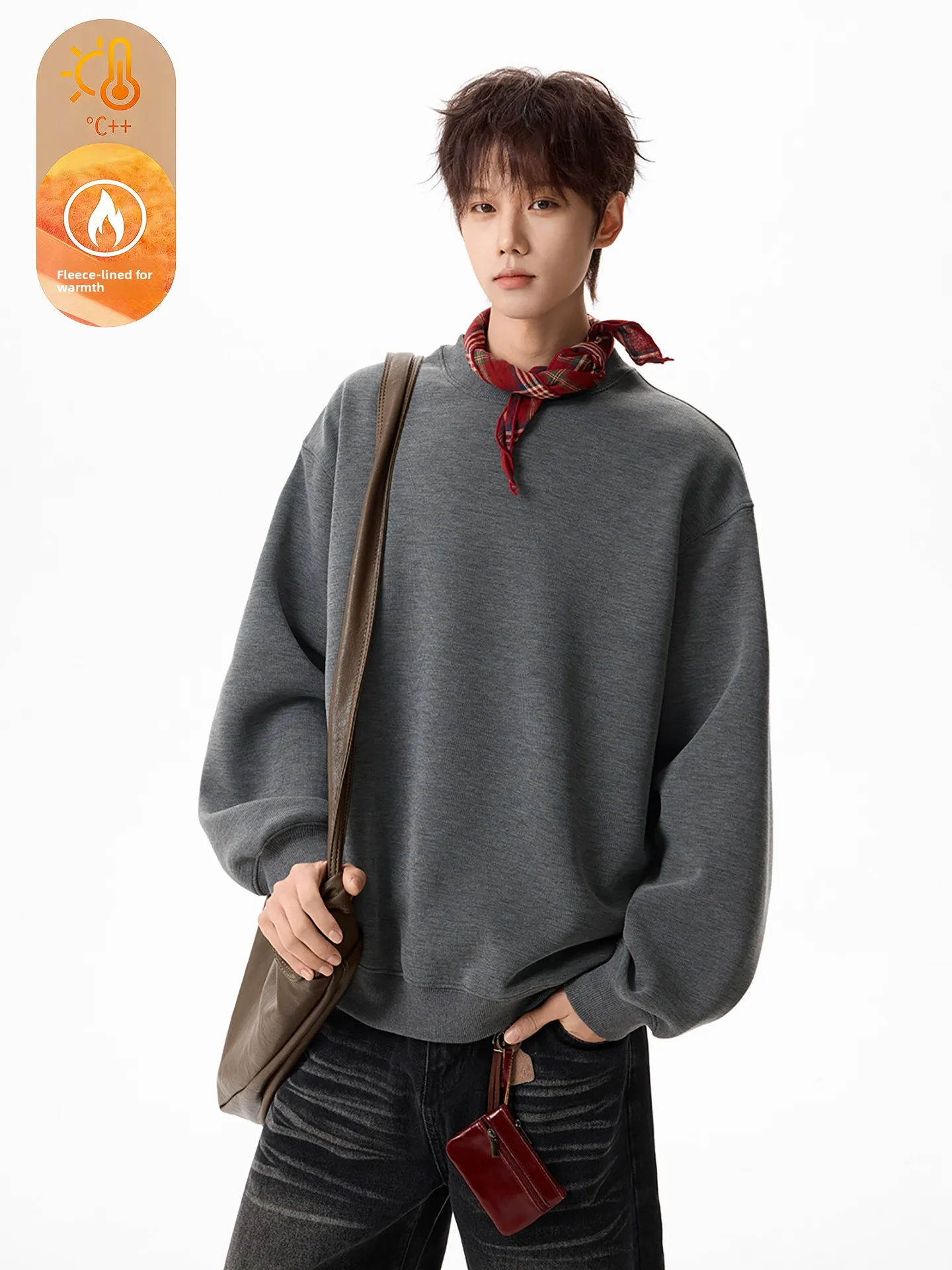 

BOYUE Pure Color Fce Lined Hoodie Casual Versatile Warm Base Layer Top for Men And Women Spring Autumn Winter Streetwear