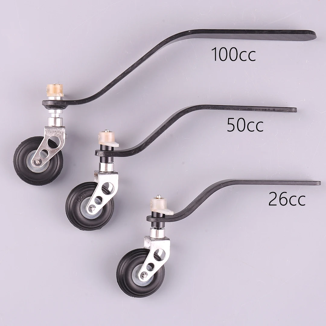 1 Set Carbon Fiber Landing Gear PU Wheel Steering Kit for 26CC/50CC/100CC Engine Fixed Wing Airplane Drone Accessories