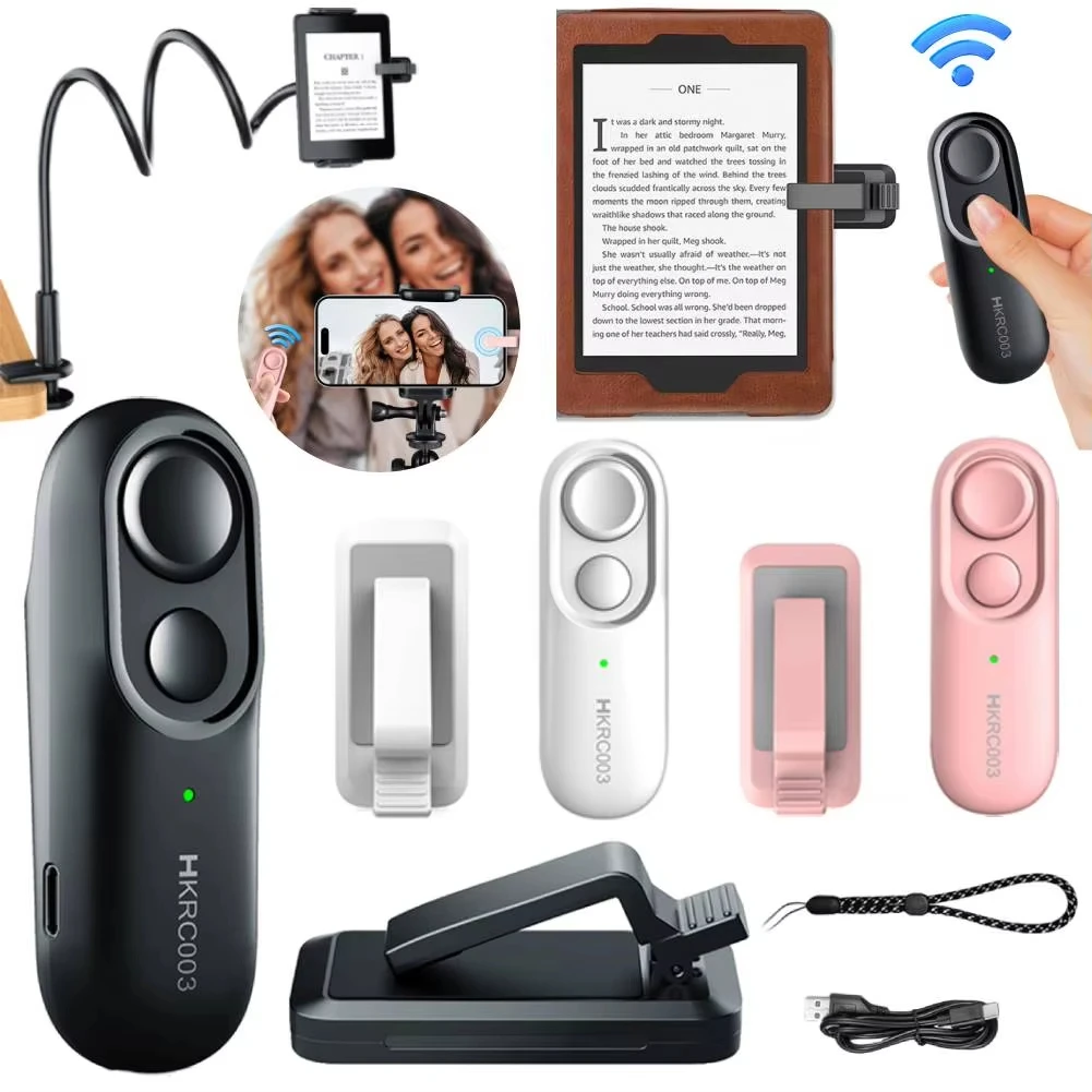 Wireless RF Remote Control Page Turner 98ft Range Clicker for Kindle Paperwhite Oasis EReaders Kobo iPad iPhone Android Tablets
