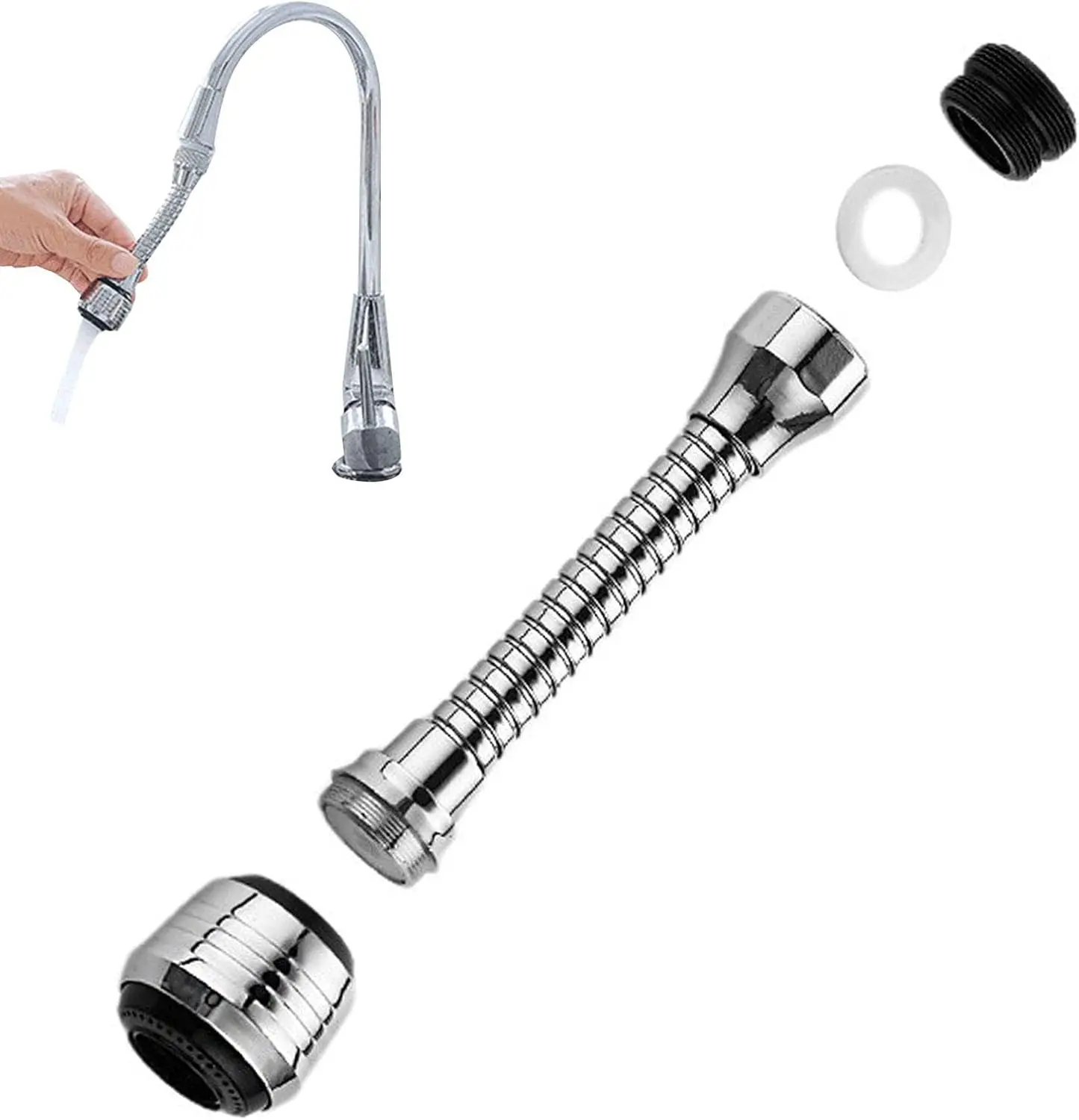 2PCS 360 ° Adjustment Kitchen Sink Faucet Extender Filter Spray Dual-mode Water-saving Pressurizer Household Bathroom Tool