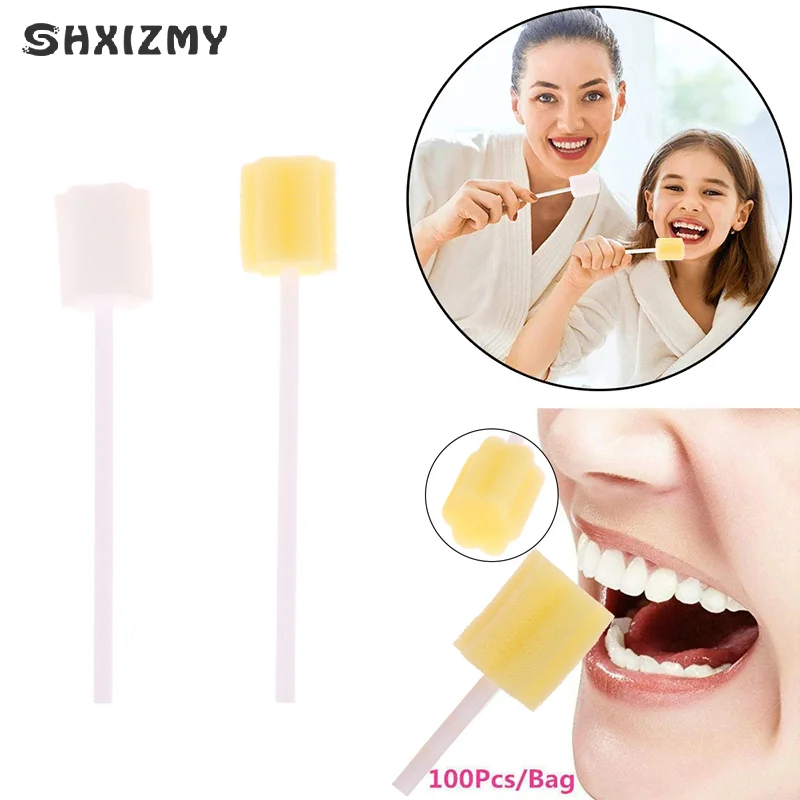 100Pcs Disposable Sponge Stick Multi-function Oral Swabs Single Use Cleaning Accessories Professional Cavity Supply