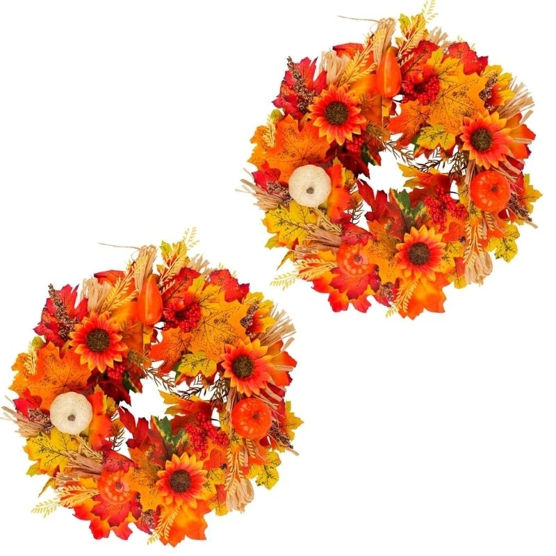 Thanksgiving Flower Wreath Harvest Wreath for Front Door Garden 15UB