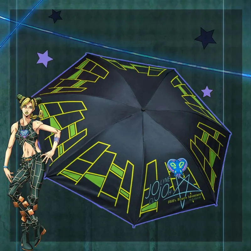 JoJos Bizarre Adventure Stone Ocean Jolyne Cujoh Kujo Jotaro Anime Umbrella Rain Anti UV Parasol Manga Role Action Figure Gift