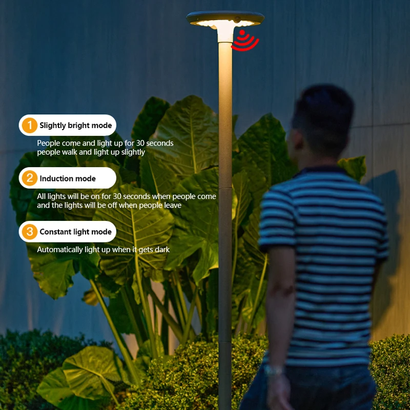 태양열 하이 폴 야외 빌라 램프, 커뮤니티 조경 조명, 공원 잔디 가로등, 현대 인간 감지 마당 조명