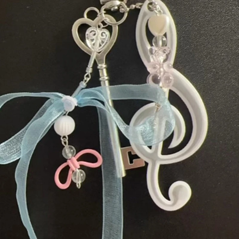 Creative Bowknot Music Note Pendant Keychain Gift